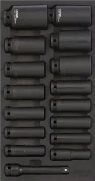 Impact deep socket set 1/2" SFS-S 16-pcs.